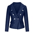 thumbnail image 4 of Long Leather Jacket Double Breasted Fancy Buttons Leather Blazer Women Long Sleeve Coat Style, 4 of 4