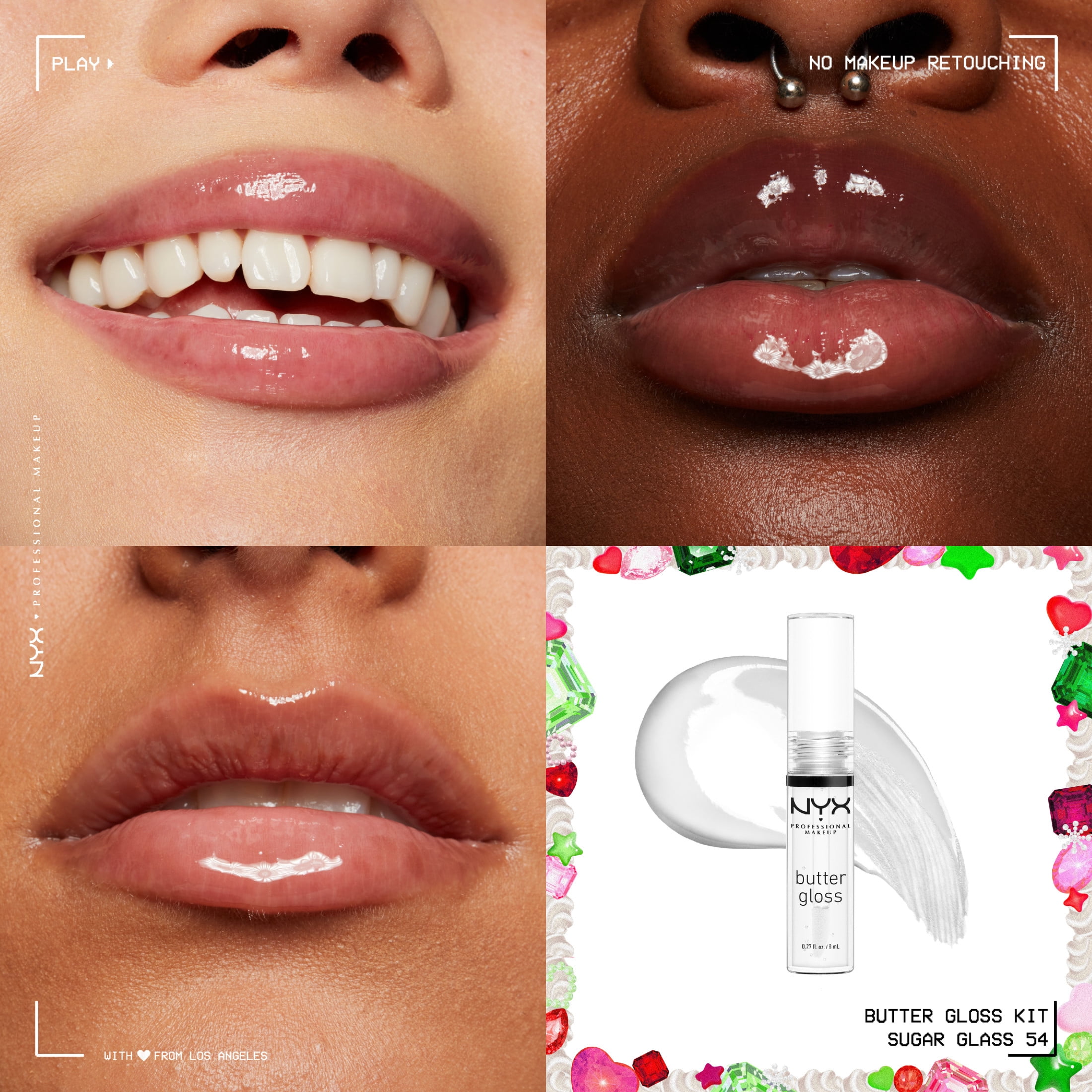 NYX Professional Makeup Holiday 2026 - Lip Makeup Butter Gloss Kit Holiday Limited Edition Set, Sugar Glass, Praline, and Creme Brulee, Bronze Rose Gem., 1 kit