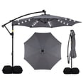 thumbnail image 1 of Costway 10 FT Solar Offset Hanging Umbrella Patio Cantilever Umbrella with 32 LED Lights Gray, 1 of 10