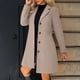thumbnail image 1 of AUNVITO Women's Casual Warm Stand Collar Button Front Belted Pocket Long Sleeve Jacket Coat, 1 of 9