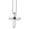 Black & White Diamond Cross Necklace in Rhodium Plated Sterling Silver