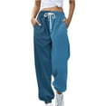 thumbnail image 2 of AKEGAMN Fashion Loose Color Blocking Gradient Casual Pants with Drawstring, Blue S-XXL, 2 of 4