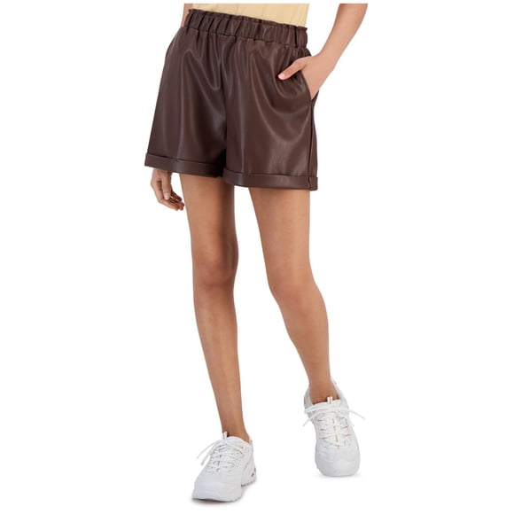 Tinseltown Womens Paperbag Casual Walking Shorts, brown, M