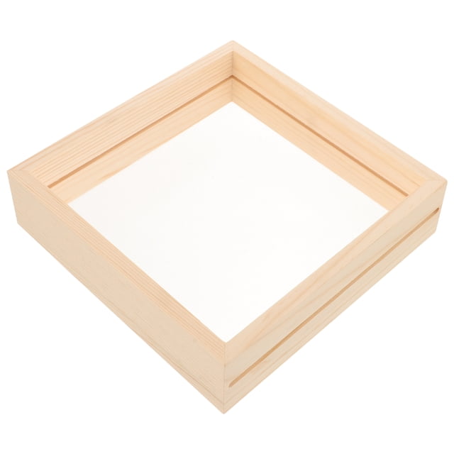 HINTRMENT 1Set Specimen Photo Frame Khaki Natural Wood Color Wooden Square Display Home Decor 7Inch