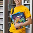 thumbnail image 2 of HELLHERO Book Cover Sleeve Pouch, 1 pc Polyester Waterproof Book Cover Carrying Case for Textbooks Paperbacks Bag, 11.42 x 8.66 Inch, Astronaut Dino Duo, 2 of 3