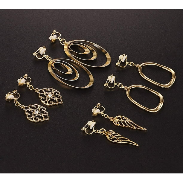 15 Pairs Wholesale Clip on Earrings for Women Fashion Celtic Knot Earrings Long Bar Earrings Tear Drop Earrings Clip on Hoop Earrings for Women Clipon Earrings for Women and Teen Girls Walmart