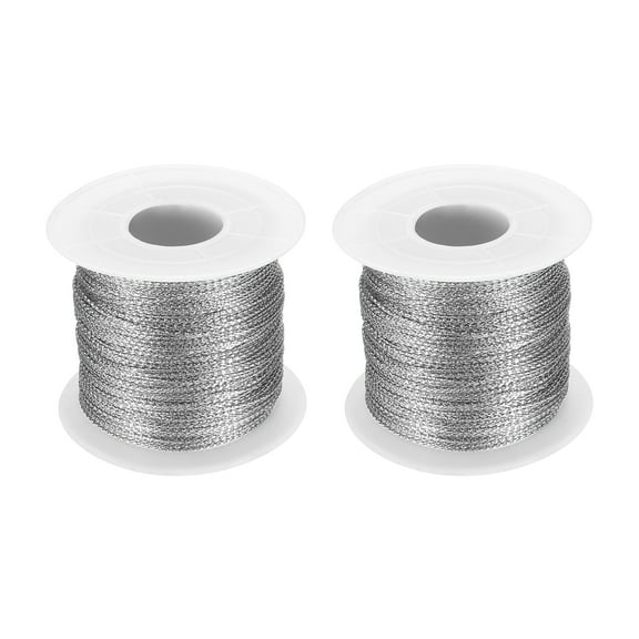 Uxcell Metallic Cord Set 1mm 109 Yards Metallic Ornament String Silver