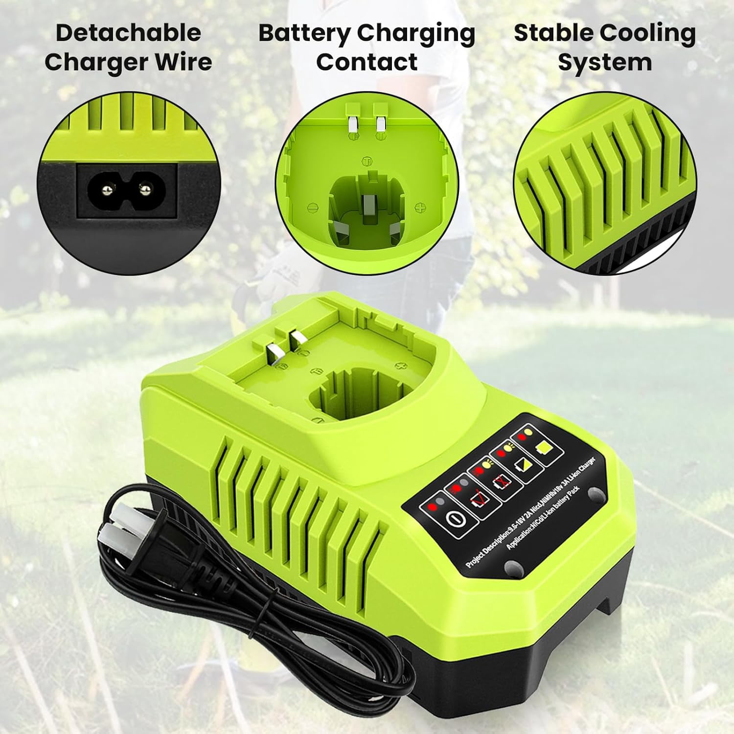 P117 Rapid Charger Replacement for Ryobi 18Volt Charger Compatible with Ryobi 9.6V-18V Battery P102 P108 P189 P197 P103 P105 P107 P190 P191 PBP002 PBP005