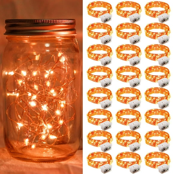 Guirnalda de luces LED Fairy Lights chzk de 2 m, 20 luces LED centelleantes, color naranja