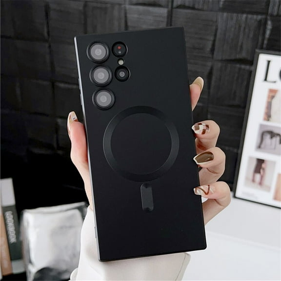 Magnetic MagSafe Case Compatible with Samsung Galaxy S23 Ultra with Camera Lens Protector Shockproof Case-Black