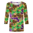 thumbnail image 4 of Penkiiy Carnival Blouse Women's Mardi Gras Fashion Printing Casual Round-Neck 3/4 Sleeve T-shirt Blouse S Multicolor, 4 of 5