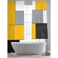 thumbnail image 5 of Sheer Curtains 84 inches Long 2 Panels Set Abstract Geometric Block Pattern Light Filtering Sheer Drapes Rod Pocket Window Curtains for Living Room/Bedroom, Yellow White Gray, 5 of 8