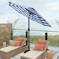 thumbnail image 2 of Kool Outdoor 9ft Patio Umbrella with Crank Handle and Push Button Tilt, Outdoor Market Umbrella with 8 Ribs - Blue Stripe, 2 of 6