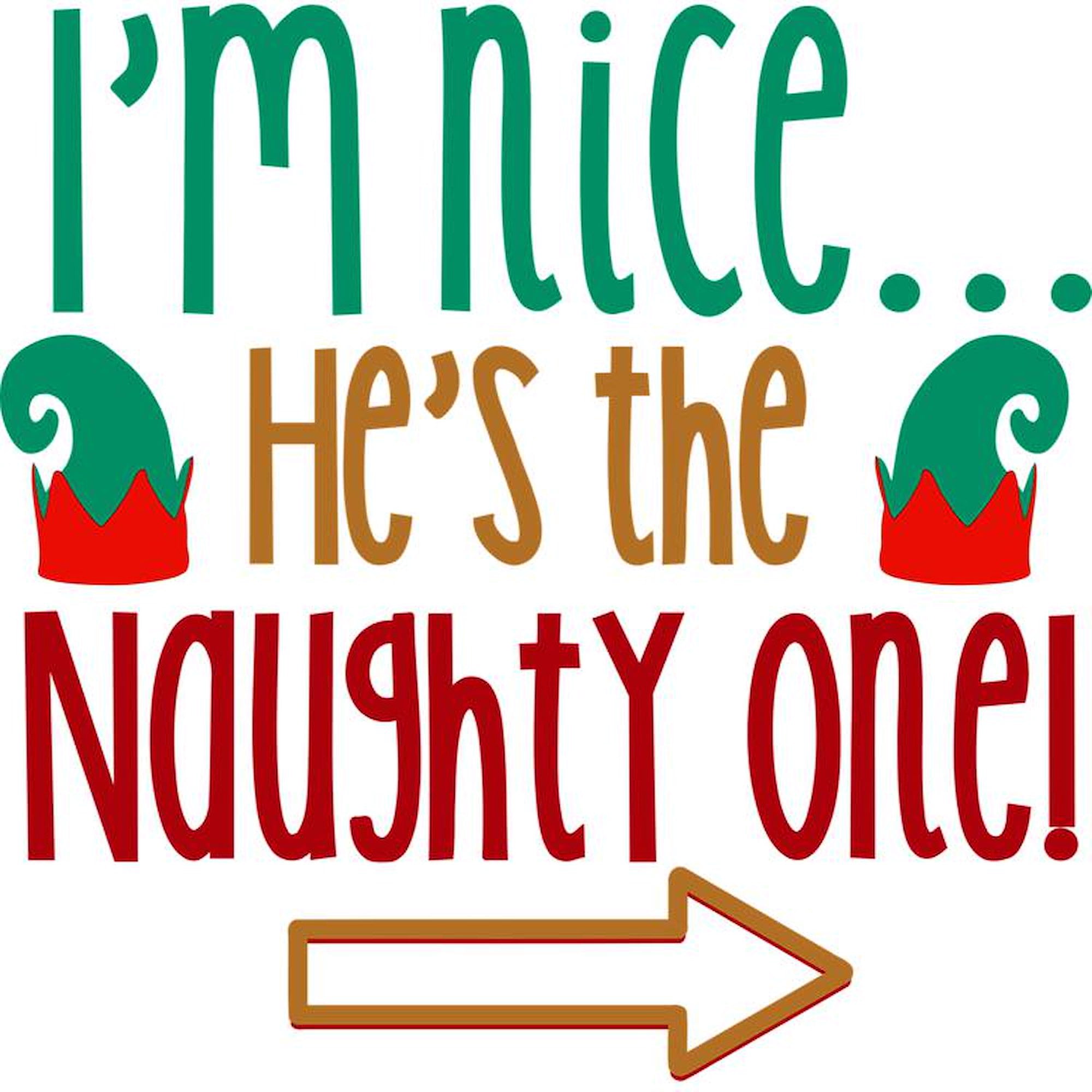 CafePress - Im Nice Hes Naughty Elf Hat Women's Light Pajamas - Women's Short Sleeve Print T-Shirt and Pants Light Cotton Pajama Set