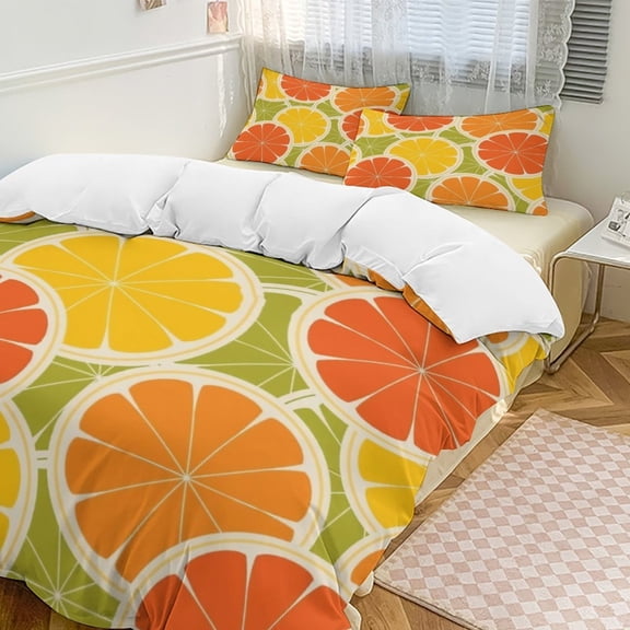 Lemons Set Duvet Cover Themed Multicolor Polyester Bedding Set Duvet Cover for Twin Size