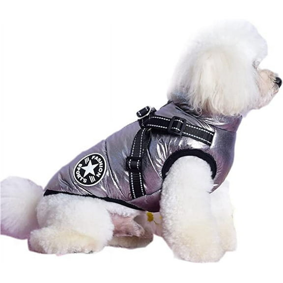 Pet Clothes, Dog Vest Jacket Waterproof Coat Harness Cold Weather Costume for Puppy Small Medium Dogs (XXL, Sliver Grey)