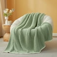 thumbnail image 3 of Snuggle Sac Waffle Knit Throw Blanket Reversible Textured Blanket Fuzzy Microfiber Throw,Green,50*60", 3 of 5