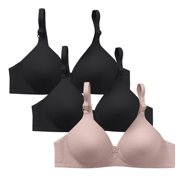ManxiVoo Non Underwire Support Bra 3 Piece Set Plus Size Minimizer Anti Sag Comfort Fit for Daily Use XL Size White