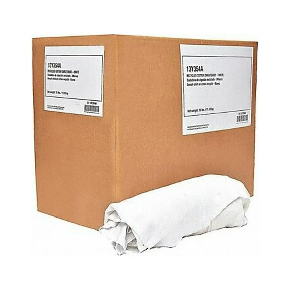 Manufacturer Varies Cotton Cloth Rag 25 lb. Varies Sizes, White 13Y354