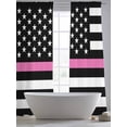 thumbnail image 4 of Thin Pink Sheer Curtains 96 inches Long 2 Panels Set Line Breast Cancer Awareness Women USA American Flag Tiers Sheers Rod Pocket Small Window Short Curtains for Kitchen Cafe, Each 52" W x 96" L, 4 of 7