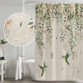 thumbnail image 4 of Watercolor Floral Shower Curtain Set - 72" x 78" Washable Bathtub Curtain with 12 Hooks, Spring Flowers Birds Plants Country Beige Waterproof Fabric Stall Shower Curtains for Bathroom/Bathtub Décor, 4 of 6