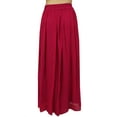 thumbnail image 4 of Bimba Women's Magenta Georgette Elastic Waist Long Flared Summer Skirt-S, 4 of 5