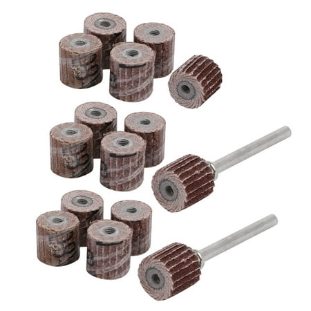Grinding Mandrel - 15pcs 10mm Dia 180 Grit Sandpaper Flap Sanding Wheel Grinding Head w Mandrels