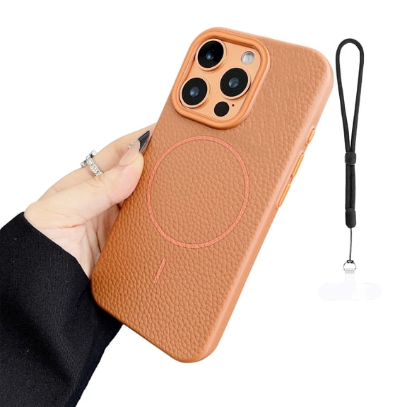 Allytechgroup Slim Case for Apple iPhone 11 Pro Max with Hand Strap, [Compatible with Magsafe] Anti-Scratch Non-Slip PU Leather TPU Inner Soft Back Cover for Women Men, Brown
