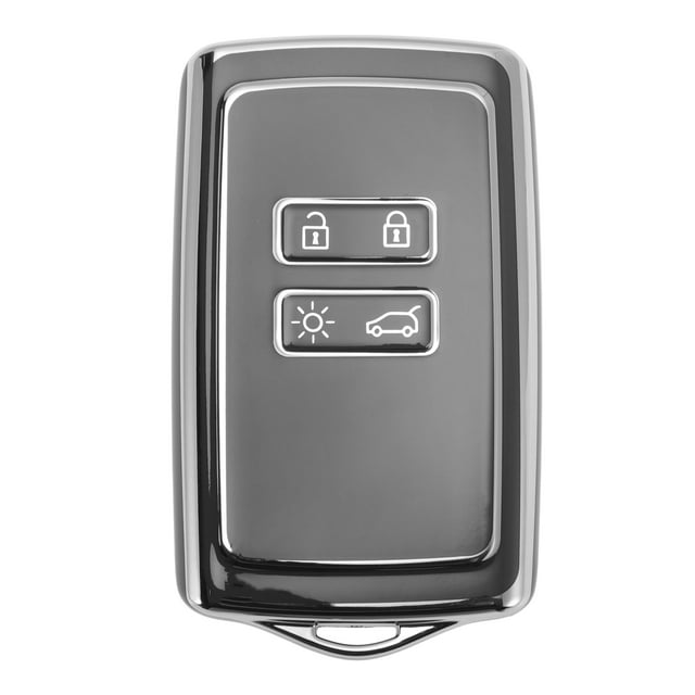 Funda de Llave de Auto de Silicona TPU Gris con Borde Plateado para Renault Arkana, Kangoo, Sandero, Twingo, Laguna, Kadjar - Funda de Control Remoto de 4 Botones