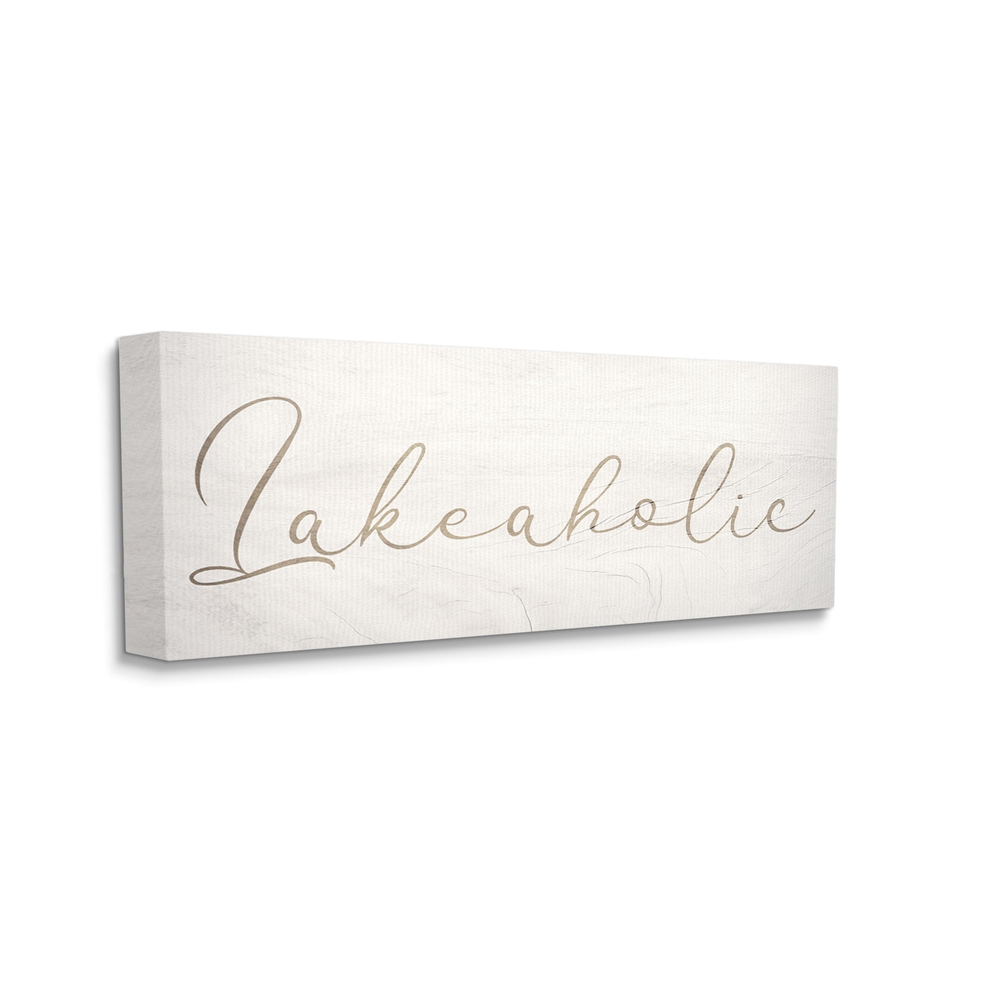 Stupell Industries Lakeaholic Shabby Chic Calligraphy Text Rustic Background Canvas Wall Art, 48 x 20, Design by Daphne Polselli