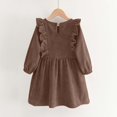 thumbnail image 5 of hengsof Childrens Long Sleeve Round Neck Casual Dress for Girls Age 3-8 Years, Solid Color Soft Everyday Play Dress, Simple Style Comfortable Kidswear Gown, 5 of 7