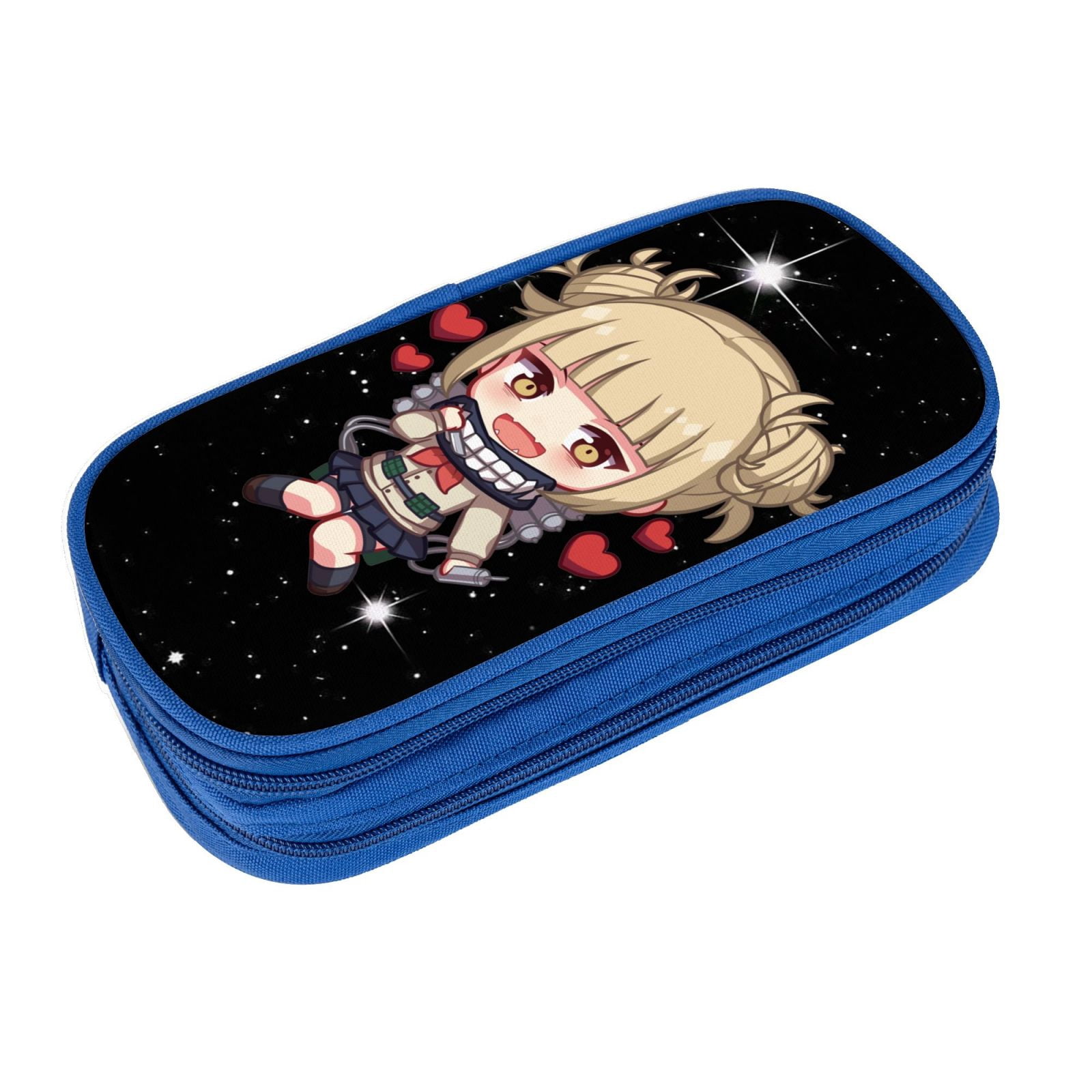 My Hero Academia Himiko Toga Pencil Case Large Capacity Pencil Pouch Pen Bag Office Stationery Organizer Travel Makeup Bag Blue