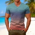 thumbnail image 2 of XIYON Father's Day T Shirts for Men Short Sleeve V Neck Gradient Print Summer Breathable Fashion Tee Top With Pocket For Casual Daily Wear,Light Blue,XXL, 2 of 8