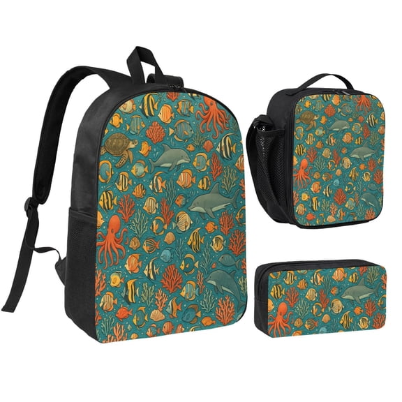 Underwater Backpack Set 3pc ，Backpack with Lunch Bag and Bag 17 Inch