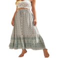 thumbnail image 3 of Womens Summer Boho Floral High Waist A-Line Skirt Ruffle Beach Midi Maxi Skirt, 3 of 8