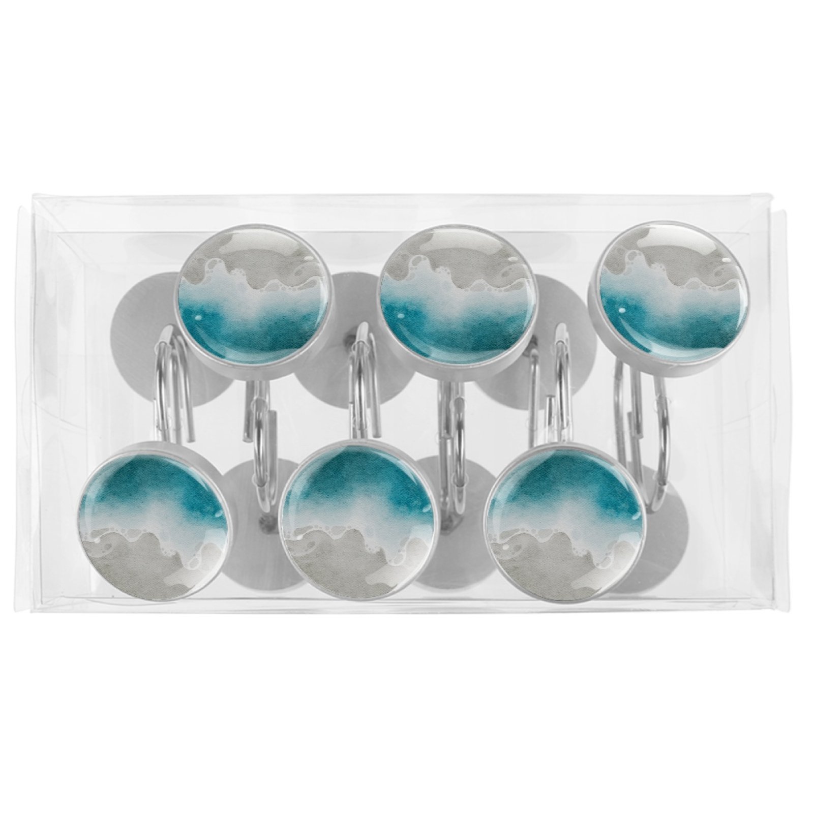 HemaKayy 12 Pcs Decorative Shower Curtain Hooks - Stainless Steel Rings for Bathroom Décor - Easy Glide & Secure Hold - Perfect Decoration for Bathroom Shower Rods - Sea Ocean Seaside