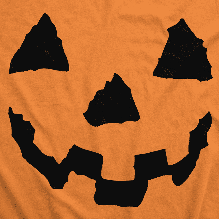 Pumpkin Face T-Shirt Funny Halloween Jack O Lantern Shirt (Orange) - S  Graphic Tees 