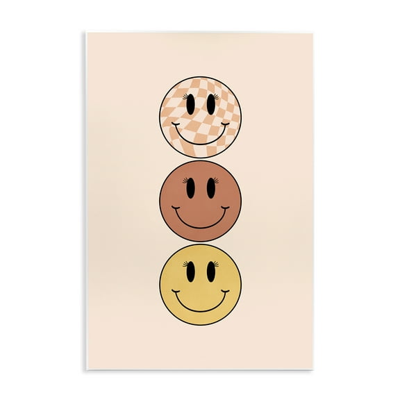 Stupell Industries Retro Smileys Trio Novelty Painting Unframed Art Print Wall Art, 10 x 15