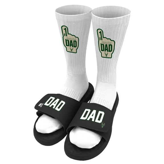 Unisex ISlide Black Milwaukee Bucks #1 Dad Socks & Slide Sandals Bundle