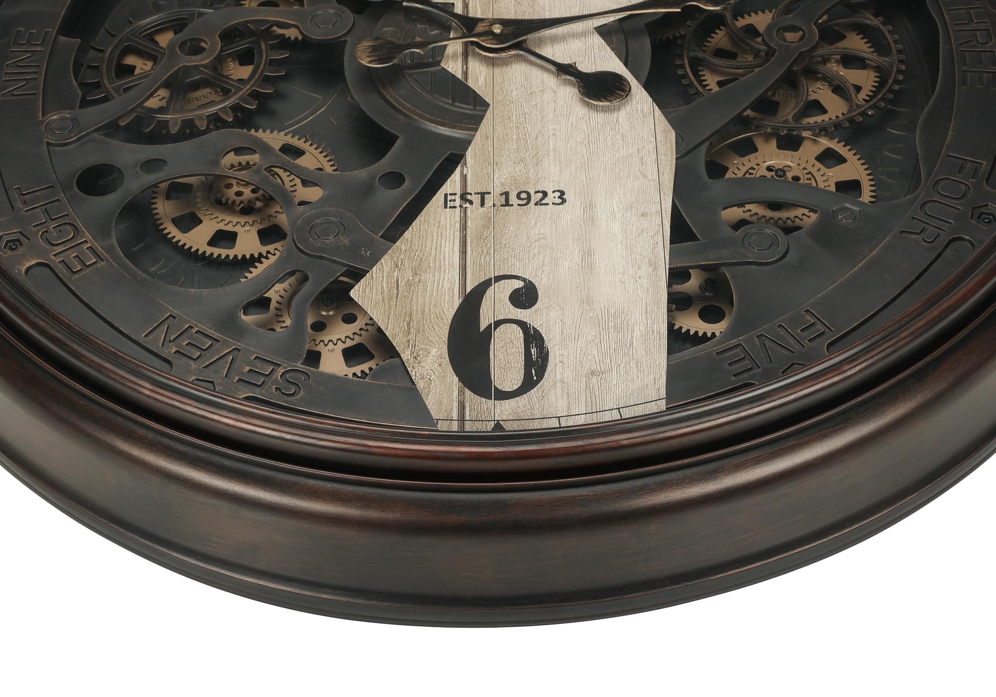 Clocks - 30" Round - Wall Clock - Gear Mechanism - Brown - Transitional