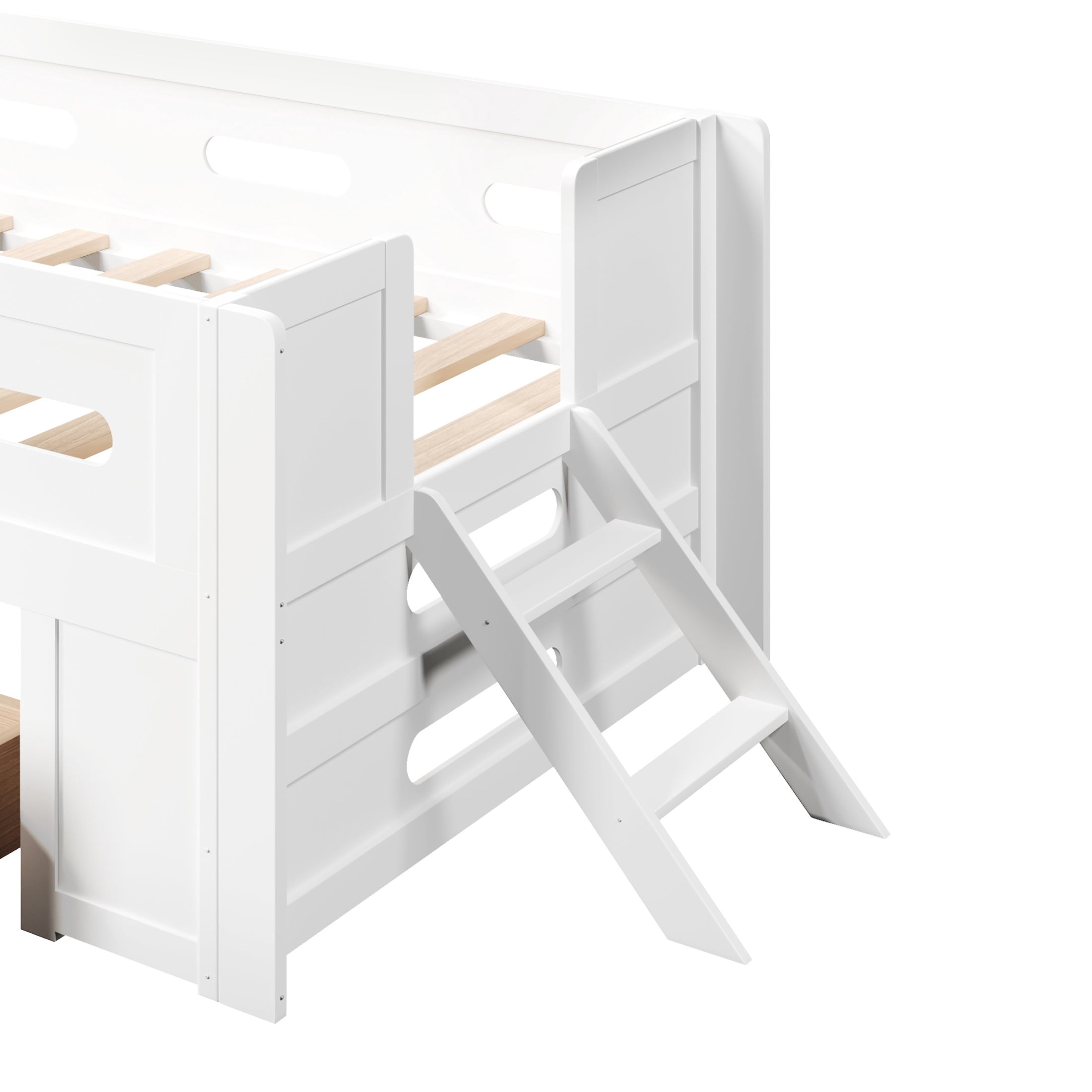 Noble House Genrix Twin Size Pine Wood Platform Bed with Guardrail and Storage Drawer, Kids Bed Frame, White