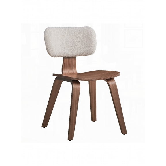 Casson Dining Chairs - 2-Pack White Boucle with Walnut Legs