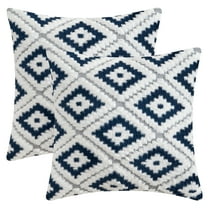 REGALWOVEN Pack of 2 Soft Short Plush Decorative Throw Pillow Covers Luxury Style Cushion Covers for Sofa Bedroom Navy Blue 20" x 20"