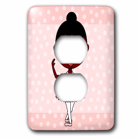 3dRose, Little Ballerina – African American Fourth Position, 2 plug outlet cover
