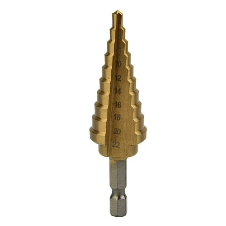 

BAMILL Hex Titanium Coated Step Cone Drill Bit Hole Metal Wood Cutter 4-22mm HSS Tool