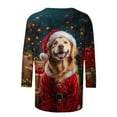 thumbnail image 4 of successthop Womens Christmas Ugly Shirts Dog Graphic Plus Size 3/4 Sleeve Tee Oversized Crewneck Top Loose Clothes Red S, 4 of 5