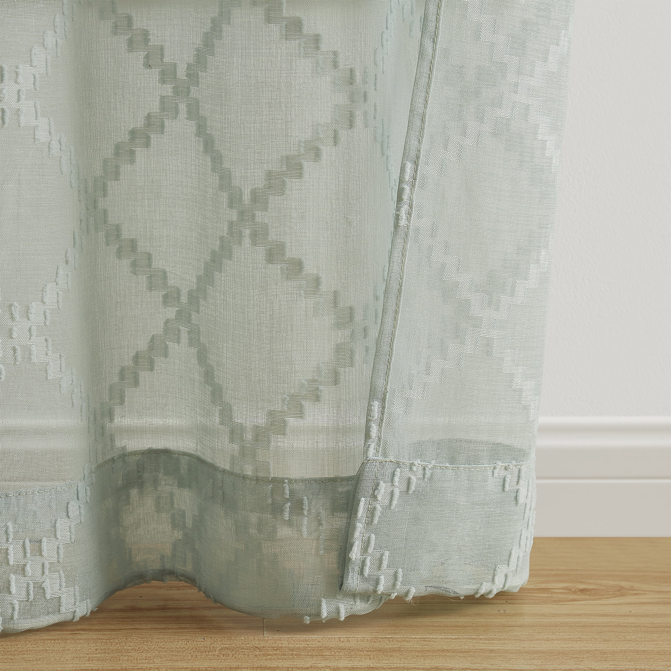 Mainstays Textured Clip Sheer Curtain Panels, Set of 4, Soft Sea, 28"W x 84"L