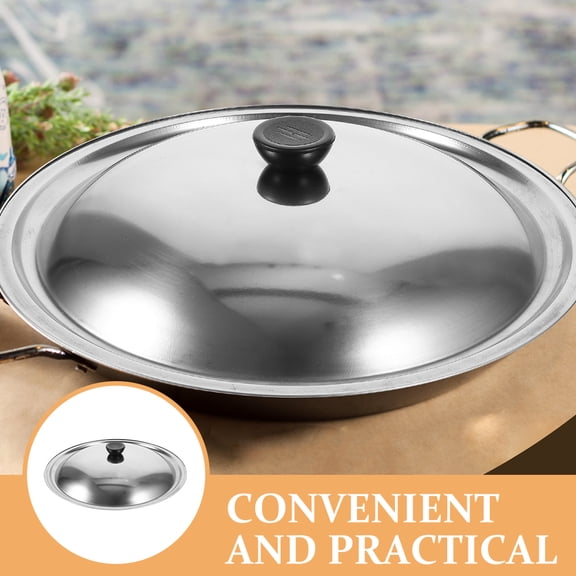 Luxshiny Heat Proof Wok Lid Cover Stainless Steel Pot Lid 1Pcs