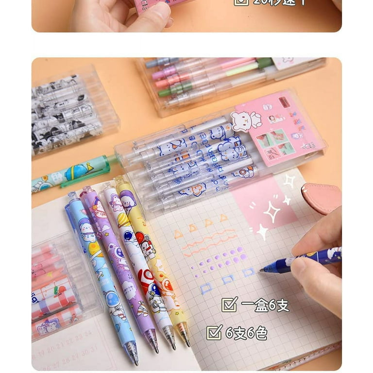 Kawaii Cartoon Animals Retractable Gel Pens, Cute Pen Set