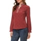 thumbnail image 4 of Blusa de cuello con volantes de la marca INSPIRE CHIC para mujer, de mangas largas, talla XL, color rojo vino con corazones, 4 of 7